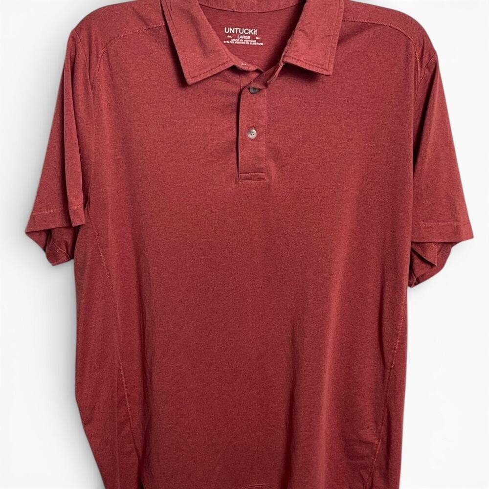 UNTUCKit Clavidor Performance Polo Shirt Men's Large - Maroon Red Heather